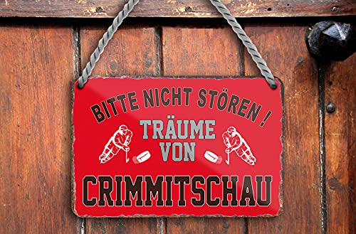 schilderkreis24 – Blechschild Lustiger Spruch “Bitte Nicht stören! Träume. CRIMMITSCHAU“ Deko Garage Artikel Sport Verein Geschenkidee Club Weihnachten Eishockey Fan Liebhaber Begeisterte 18x12 cm von schilderkreis24