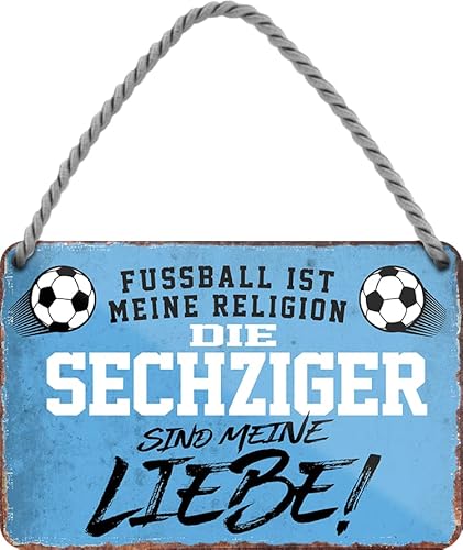schilderkreis24 – Blechschild Lustiger Spruch Deko Artikel Sport Verein Geschenkidee Männer Club Fußball Fan (Fussball Religion Sechziger 18x12cm) von schilderkreis24