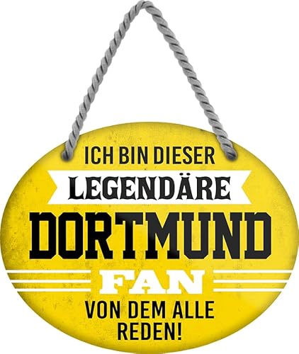 schilderkreis24 – Fußballschild Deko Garage Artikel Sport Verein Geschenkidee Club Weihnachten Fußball Fan Liebhaber Begeisterte 18x12 cm (Ich bin dieser legendäre Dortmund Fan) von schilderkreis24