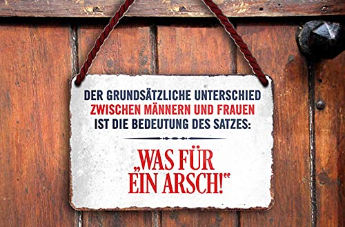 schilderkreis24 – Blechschild Lustiger Spruch “Der Grundsätzliche Unterschied. was für Arsch“ Deko Vintage Humor Retro Geschenkidee Geburtstag Weihnachten Mann Frau 18x12 cm von schilderkreis24