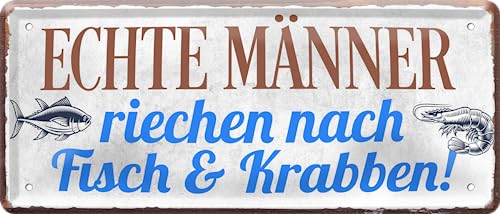schilderkreis24 – Blechschild Lustiger Spruch “Echte Männer riechen nach Fisch & Krabben“ Deko Geschenkidee Mann 28x12cm schilderkreis24 – Blechschild Lustiger Spruch “Echte Männer riechen nach Fisch & Krabben“ Deko Geschenkidee Mann 28x12cm von schilderkreis24