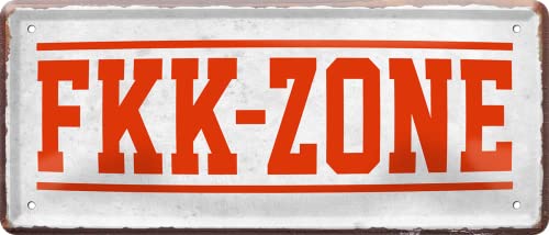 schilderkreis24 – Blechschild Lustiger Spruch “FKK-ZONE“ Deko Humor Geschenkidee Mann Frau 28x12 cm von schilderkreis24