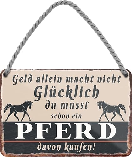 schilderkreis24 – Blechschild Lustiger Spruch “Geld allein macht nicht Glücklich..Pferd“ Deko Geschenkidee Mann Frau 18x12cm von schilderkreis24
