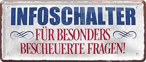 schilderkreis24 - Blechschild Lustiger Spruch “Infoschalter für besonders bescheuerte Fragen!“ Deko Schild Metallschild Geschenkidee Tür Humor Witziges Geschenk Geburtstag Weihnachten 28x12 cm von schilderkreis24