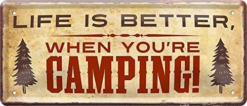 schilderkreis24 – Blechschild Lustiger Spruch “Life is Better Camping“ Deko Schild Metallschild Geschenkidee Retro Camper Wohnwagen Wohnmobil Geschenk Geburtstag Weihnachten Camping Fans 28x12 cm von schilderkreis24