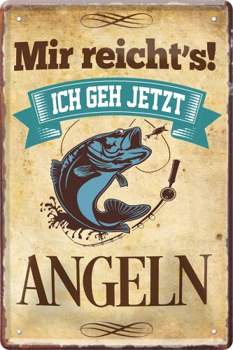 schilderkreis24 – Blechschild Lustiger Spruch “Mir reicht's Angeln“ Angler Fischer Angel Verein Hobbyangler Sportangler Geschenkidee 20x30 cm von schilderkreis24