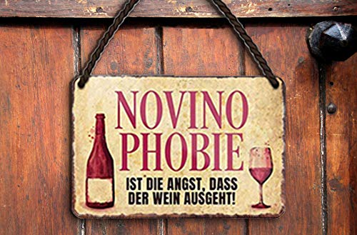 schilderkreis24 – Blechschild Lustiger Spruch “Novino Phobie“ Deko Schild Metallschild Geschenkidee Retro Witziges Geschenk zum Geburtstag Weihnachten Weinkeller Weinbar Weinlaube 18x12 cm von schilderkreis24