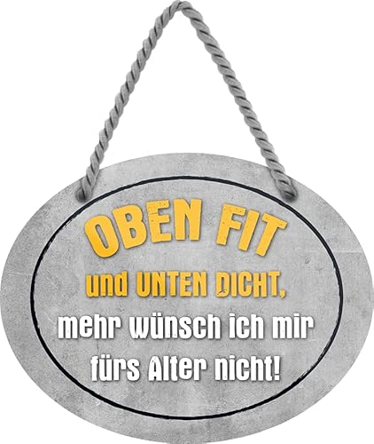 schilderkreis24 – Blechschild Lustiger Spruch “Oben Fit und unten Dicht.“ Deko Rentner Geschenkidee Mann Frau 18x14cm schilderkreis24 – Blechschild Lustiger Spruch “Oben Fit und unten Dicht.“ Deko Rentner Geschenkidee Mann Frau 18x14cm von schilderkreis24