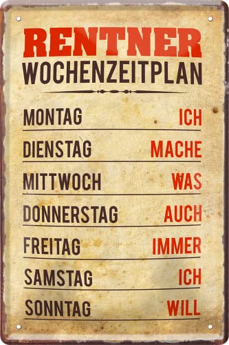 schilderkreis24 – Blechschild Lustiger Spruch “Rentner Wochenzeitplan“ Deko Oma Opa Geschenkidee Mann Frau 20x30cm schilderkreis24 – Blechschild Lustiger Spruch “Rentner Wochenzeitplan“ Deko Oma Opa Geschenkidee Mann Frau 20x30cm von schilderkreis24