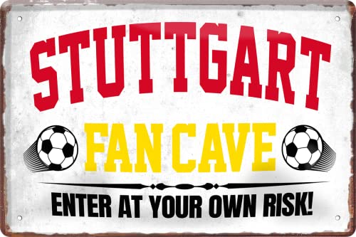 schilderkreis24 – Blechschild Lustiger Spruch “Stuttgart Fan CAVE“ Deko Garage Artikel Sport Verein Geschenkidee Club Fußball Liebhaber Begeisterte 20x30 cm von schilderkreis24