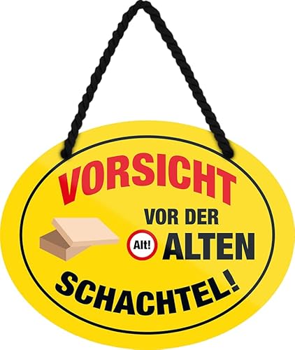 schilderkreis24 – Blechschild Lustiger Spruch “Vorsicht vor der alten Schachtel!“ Deko Geschenkidee Mann Frau 18x14cm schilderkreis24 – Blechschild Lustiger Spruch “Vorsicht vor der alten Schachtel!“ Deko Geschenkidee Mann Frau 18x14cm von schilderkreis24