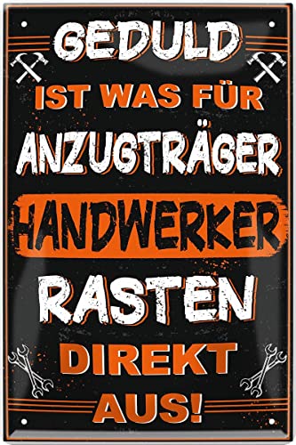 schilderkreis24 – Blechschild Lustiger Spruch “Geduld ist was für Anzugträger“ Deko Garage Metallschild Werkstatt Vintage Retro Geschenkidee Geburtstag Weihnachten Mechaniker Schrauber 20x30 cm von schilderkreis24