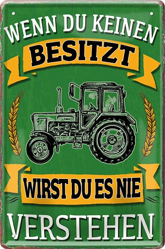 schilderkreis24 – Blechschild Lustiger Traktor Spruch “Wenn du keinen besitzt verstehen“ Deko Metallschild Schild Geschenkidee Weihnachten Geburtstag Bauern Farmer Landwirte Landwirtschaft 20x30 cm von schilderkreis24