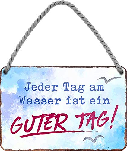 schilderkreis24 Blechschilder Kollektion 18x12cm – Nordsee, Ostsee & Meer: Dekoration & Geschenkideen mit maritimen Sprüchen (Jeder Tag am Wasser ist EIN Guter Tag) von schilderkreis24