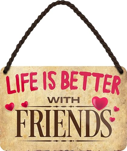 schilderkreis24 – Blechschild Spruch “Life is better with Friends" Deko Türschild Freunde Freundschaft Metallschild Schild Geschenkidee 18x12 cm von schilderkreis24