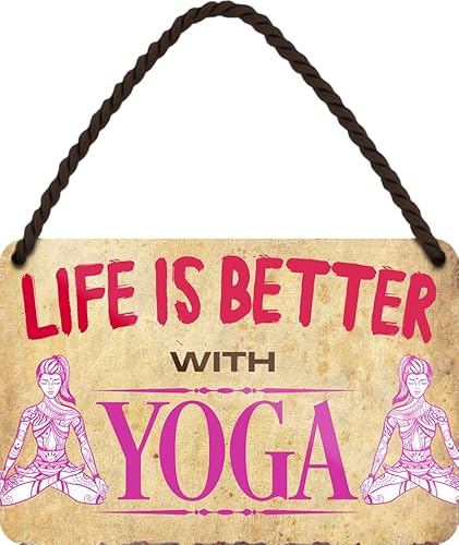 schilderkreis24 – Blechschild Spruch “Life is better with Yoga" Deko Türschild Meditation Metallschild Schild Geschenkidee 18x12 cm von schilderkreis24