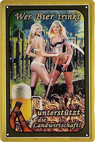 schilderkreis24 - Blechschilder Bier lustiger Spruch WER Bier TRINKT UNTERSTÜTZT DIE Landwirtschaft Deko Schild Bar-Schild Theke 20x30 cm schilderkreis24 - Blechschilder Bier lustiger Spruch WER Bier TRINKT UNTERSTÜTZT DIE Landwirtschaft Deko Schild Bar-Schild Theke 20x30 cm von schilderkreis24