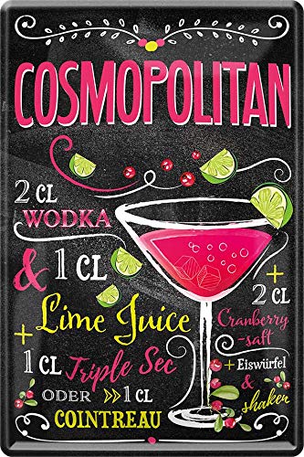schilderkreis24 - Blechschilder Cocktail Rezept "Cosmopolitan" Deko Metallschild Schild für alle Bar Theke oder Pub Besitzer Geschenk zum Geburtstag oder Weihnachten 20x30 cm von schilderkreis24