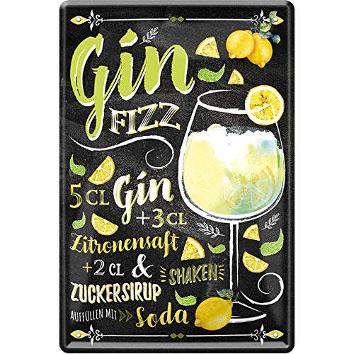schilderkreis24 - Blechschilder Cocktail Rezept "Gin Fizz" Deko Metallschild Schild für alle Bar Theke oder Pub Besitzer Geschenk zum Geburtstag oder Weihnachten 20x30 cm schilderkreis24 - Blechschilder Cocktail Rezept "Gin Fizz" Deko Metallschild Schild für alle Bar Theke oder Pub Besitzer Geschenk zum Geburtstag oder Weihnachten 20x30 cm von schilderkreis24