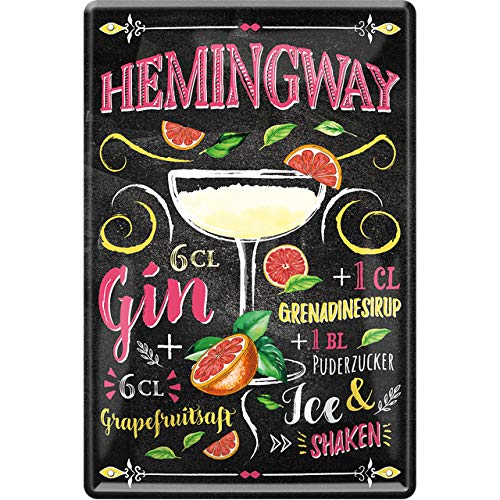 schilderkreis24 - Blechschilder Cocktail Rezept "Hemingway" Deko Metallschild Schild für alle Bar Theke oder Pub Besitzer Geschenk zum Geburtstag oder Weihnachten 20x30 cm (Hemingway) von schilderkreis24