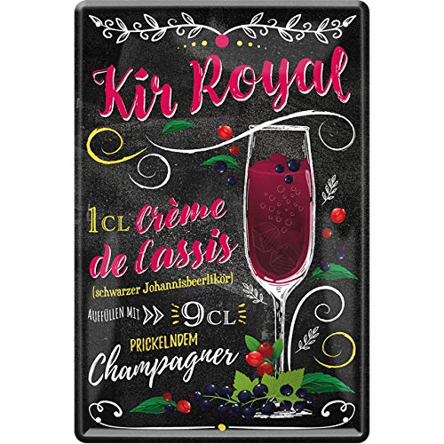 schilderkreis24 - Blechschilder Cocktail Rezept "Kir Royal" Deko Metallschild Schild für alle Bar Theke oder Pub Besitzer Geschenk zum Geburtstag oder Weihnachten 20x30 cm von schilderkreis24