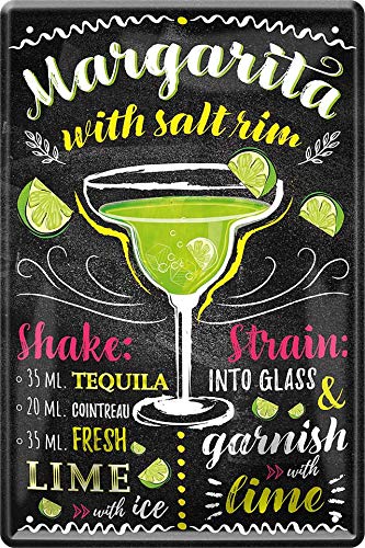 schilderkreis24 - Blechschilder Cocktail Rezept "Mojito" Deko Metallschild Schild für alle Bar Theke oder Pub Besitzer Geschenk zum Geburtstag oder Weihnachten 20x30 cm (Margarita) von schilderkreis24