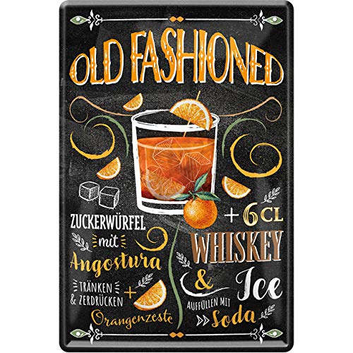 schilderkreis24 - Blechschilder Cocktail Rezept "Old Fashioned" Deko Metallschild Schild für alle Bar Theke oder Pub Besitzer Geschenk zum Geburtstag oder Weihnachten 20x30 cm schilderkreis24 - Blechschilder Cocktail Rezept "Old Fashioned" Deko Metallschild Schild für alle Bar Theke oder Pub Besitzer Geschenk zum Geburtstag oder Weihnachten 20x30 cm von schilderkreis24