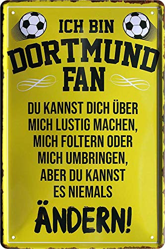 schilderkreis24 - Blechschilder ICH Bin Dortmund Fan Metall Schild für Fußball Begeisterte Deko Geschenkidee 20x30 cm von schilderkreis24