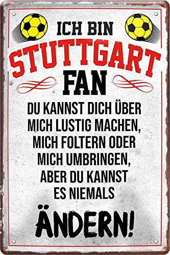 schilderkreis24 - Blechschilder ICH Bin Stuttgart Fan Metallschild für Fußball Begeisterte Dekoschild Geschenkidee Männer 20x30 cm von schilderkreis24