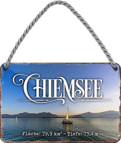schilderkreis24 Blechschilder Kollektion 18x12cm Beliebte Urlaubsorte: (Chiemsee) von schilderkreis24
