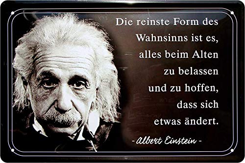 schilderkreis24 Blechschilder Kollektion 20x30cm – Albert Einstein Zitate & Sprüche: Inspirierende & humorvolle Wanddeko (Die reinste Form Wahnsinn) von schilderkreis24