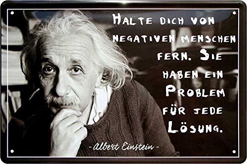 schilderkreis24 Blechschilder Kollektion 20x30cm – Albert Einstein Zitate & Sprüche: Inspirierende & humorvolle Wanddeko (Negativen Menschen) von schilderkreis24