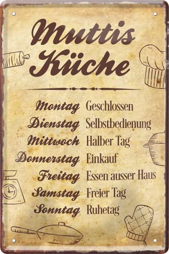 schilderkreis24 Blechschilder Kollektion 20x30cm – Lustige Sprüche für Mann & Frau, Humorvolle Wanddeko und Geschenkideen (Muttis Küche) von schilderkreis24
