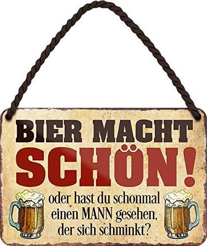 schilderkreis24 - Blechschilder Lustige Bier Trink Spruch "Bier Macht SCHÖN" Deko Schild Hängeschild Bar Theke Pub Witzige Geschenkidee 18x12 cm von schilderkreis24