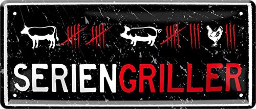 schilderkreis24 - Blechschilder Lustige Grill Spruch "Seriengriller" Deko Metallschild Schild Garten Küche Köche Geschenkidee 28x12 cm von schilderkreis24