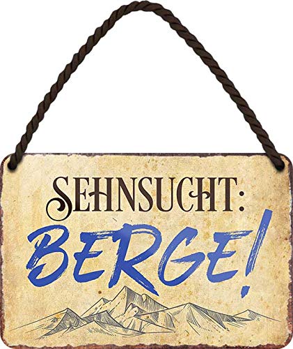 schilderkreis24 - Blechschilder Lustiger Alpen Spruch : “SEHNSUCHT Berge!“ Deko Hängeschild Wandern Gebirge Reisen Österreich Metallschild Schild Witziges Geschenkidee 18x12 cm von schilderkreis24