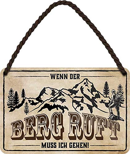 schilderkreis24 - Blechschilder Lustiger Alpen Spruch : “WENN DER Berg Ruft .“ Deko Tür Gebirge Reise Österreich Ski Schild Geschenkidee 18x12 cm von schilderkreis24