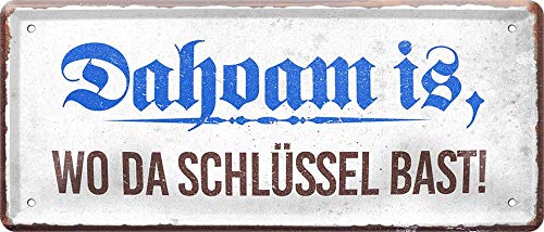 schilderkreis24 - Blechschilder Lustiger Bayern Spruch bayerisch “Dahoam is.“ Deko Humor Dialekt Türschild bayrisch München Metallschild Schild Witziges Geschenkidee 28x12 cm von schilderkreis24