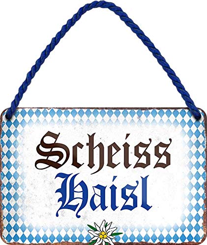 schilderkreis24 - Blechschilder Lustiger Bayern Spruch bayerisch: “Scheiss Haisl“ Deko Hängeschild Tür bayrisch München Metallschild Schild Witzige Geschenkidee 18x12 cm von schilderkreis24