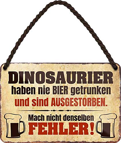schilderkreis24 - Blechschilder Lustiger Bier Trink Spruch "Dinosaurier Bier" Deko Schild Hängeschild Bar Theke Pub Witziges Geschenkidee 18x12 cm von schilderkreis24
