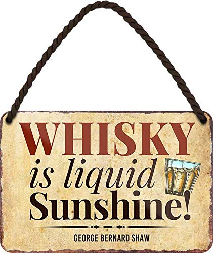 schilderkreis24 - Blechschilder Lustiger Spruch Alkohol: “Whisky is Liquid Sunshine!“ Deko Schild Geschenkidee für Whisky Fans 18x12 cm von schilderkreis24