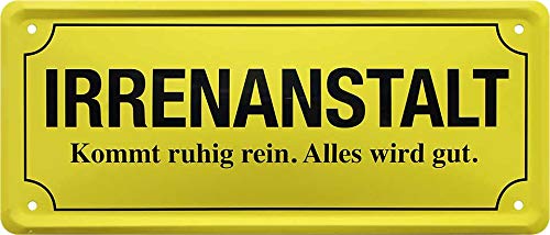 schilderkreis24 - Blechschilder Lustiger Spruch “Irrenanstalt“ Deko Schild Metallschild Hauseingang Eingang Geschenkidee Tür Humor Witzige Geschenkidee 28x12 cm schilderkreis24 - Blechschilder Lustiger Spruch “Irrenanstalt“ Deko Schild Metallschild Hauseingang Eingang Geschenkidee Tür Humor Witzige Geschenkidee 28x12 cm von schilderkreis24