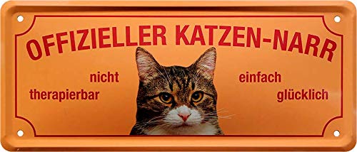 schilderkreis24 - Blechschilder Lustiger Spruch “OFFIZIELLER Katzen-NARR“ Deko Katze Katzenschild Türschild Tor Schild Geschenkidee Katzenbesitzer Katzen Fans 28x12 cm von schilderkreis24