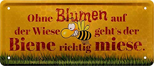 schilderkreis24 - Blechschilder Lustiger Spruch “OHNE Blumen AUF DER Wiese GEHTS DER Biene .“ Deko Türschild Schild Geschenkidee für Gärtner 28x12 cm schilderkreis24 - Blechschilder Lustiger Spruch “OHNE Blumen AUF DER Wiese GEHTS DER Biene .“ Deko Türschild Schild Geschenkidee für Gärtner 28x12 cm von schilderkreis24