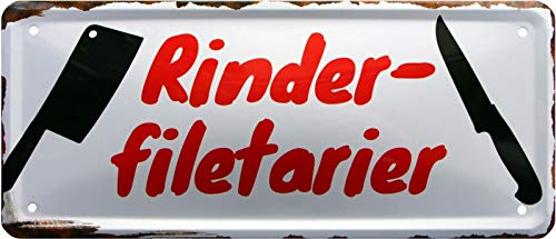 schilderkreis24 - Blechschilder Lustiger Spruch “Rinder-filetarier“ Koch Grillen Deko Küche Essen Witziges Geschenk zum Geburtstag oder Weihnachten 28x12 cm von schilderkreis24