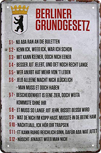 schilderkreis24 - Blechschilder Lustiger Spruch: “Berliner GRUNDGESETZ” Deko Berlinisch Berlinerisch Berlin Schild Witziges Geschenk Geburtstag Weihnachten 20x30 cm von schilderkreis24