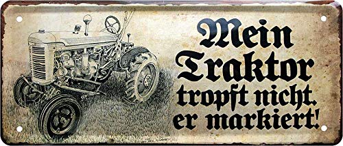 schilderkreis24 - Blechschilder Lustiger Traktor Spruch “Mein Traktor tropft Nicht er markiert“ Trecker Bauer Landwirte Deko Schild Metallschild Humor Witzige Geschenkidee 28x12 cm von schilderkreis24