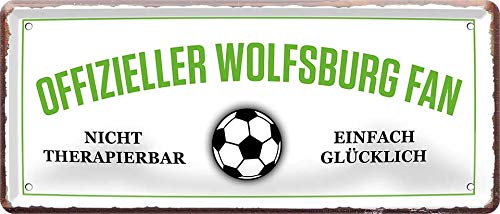 schilderkreis24 - Blechschilder OFFIZIELLER Wolfsburg Fan Metallschild für Fußball Begeisterte Deko Artikel Schild Geschenkidee 28x12 cm von schilderkreis24