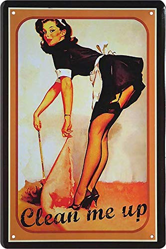 schilderkreis24 - Blechschilder Pin Up Pinup „Clean me up“ Hot Sexy Girl Deko Werkstatt Metallschild Retro Vintage Schild Geschenkidee 20x30 cm von schilderkreis24