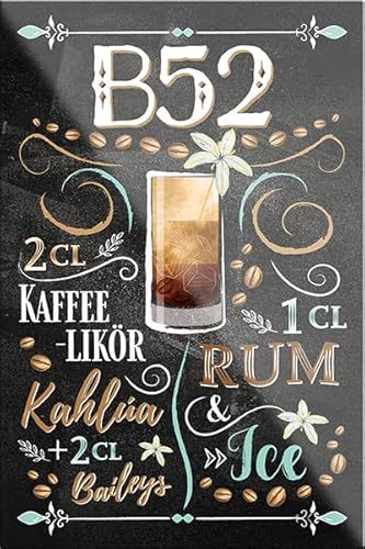 schilderkreis24 – Cocktail Rezept Magnet Alkohol Spirituosen Deko Kühlschrankmagnet Humor Geschenkidee Geburtstag Weihnachten 9x6 cm (B52) von schilderkreis24